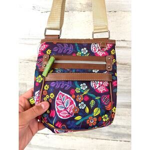 Lilly Bloom Womens Multi Color Floral Canvas Crossbody Satchel Boho Travel Bag
